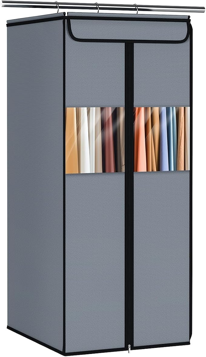 Zilink Garment Bag for Hanging Clothes Closet 40" Suit Garment Bags for Closet with Clear Window Space Saving Clear Garment Storage for Suits, Shirts, Short Skirts, Grey by Zilink