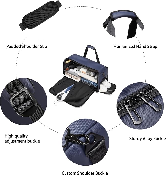 Garment Bags for Travel,45L Carry on Convertible Garment Duffle bag for Men Women - 3 in 1 Hanging Suit Travel Bag with Shoulder Strap - Image 3