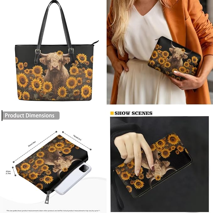 Women Purse Handbags Wallet Sets Leather Shoulder Tote Bag for Women,Top Handle Purse with Wrist Wallet Bag - Image 5