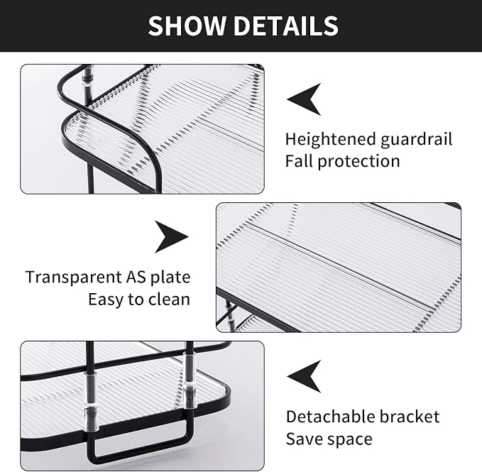 2 Tier Corner Bathroom Counter Organizer, Cosmetic Skincare Organizer, Bathroom Countertop Perfume Tray Vanity Organizer, Kitchen Spice Corner Storage Shelf - Image 3