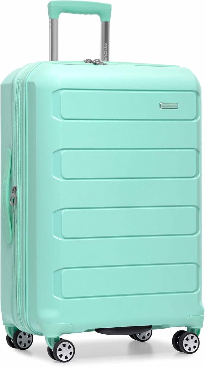 Traveler's Choice Pagosa Hardshell Expandable Luggage with Spinner Wheels, Mint, 27-Inch Medium by TravelersChoice