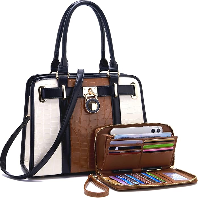 Qiyuer Structured Satchel Tote Handbags Set Women Purses with RFID Wallet | Premium, Sturdy, Spacious, Chic for Daily & Work, Vegan PU Leather, Multi-way Carry, Large Capacity RFID Wallet, Ideal Gift by QIYUER