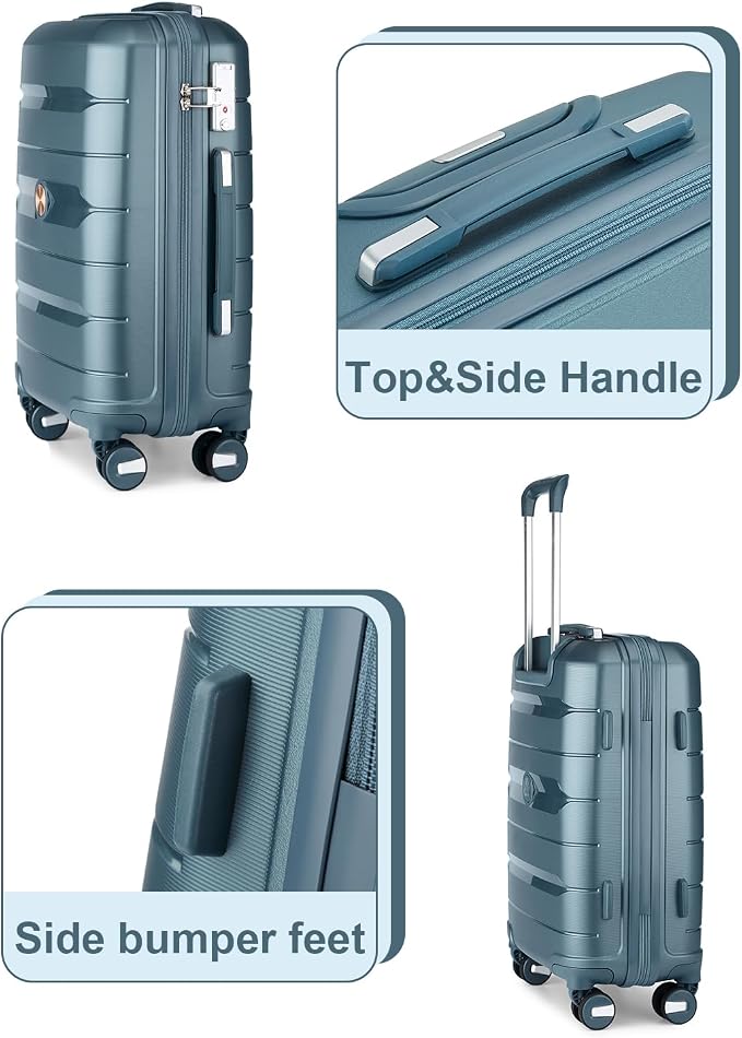 Somago 28 Inch Luggage With Spinner Wheels Hard Shell Polypropylene Suitcase with TSA Lock and YKK Zipper,Ice Blue - Image 7