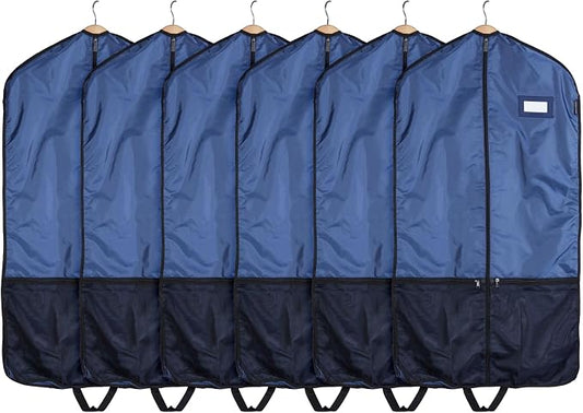 Covermates Deluxe Garment Bag Set for Closet Storage & Travel – Heavy Duty Hanging Suit & Dress Bags with ID Window, Accessory Pockets & Carrying Handles – Premium Wardrobe Protection, Blue by Covermates