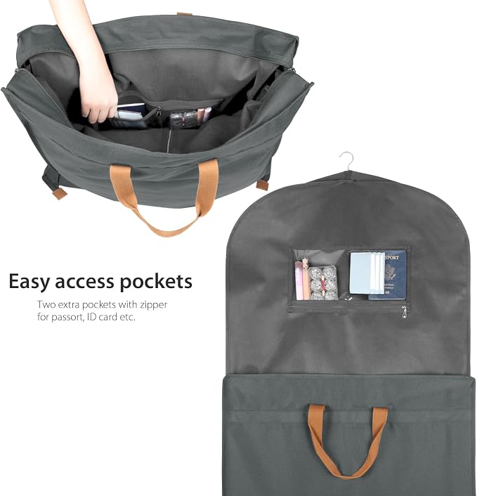Zilink 72" Wedding Dress Garment Bag Dress Bags for Gowns Bridal Garment Bag for Dresses Long with 12”Gusseted and Accessory Pockets for Wedding Dress, Puffy Gowns [Upgraded Version], Grey - Image 4