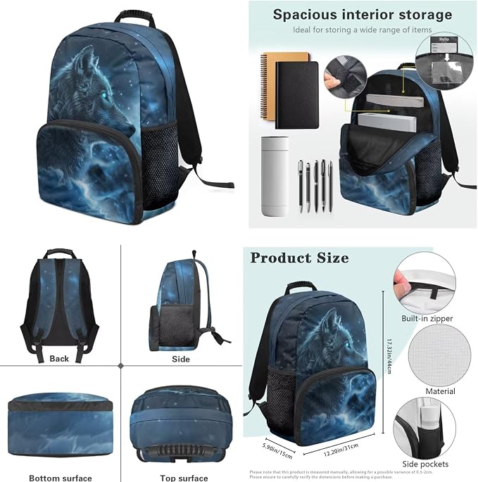 Cold Wolf Kids Backpack 4-in-1 Boys Backpack with Lunch Bag Box and portable Pencil Case Water Bottle Slevee for Kids Teens Elementary Preschool Kindergarten Primary School 7″Large Capacit - Image 6