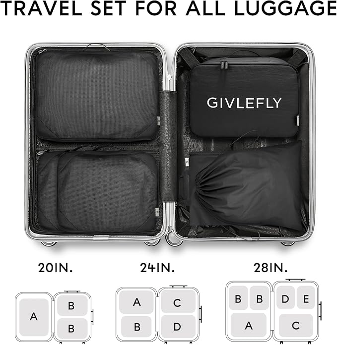 GIVLEFLY Compression Packing Cubes for Travel, 6-Piece Lightweight Luggage Organizer Bags, Space Saving Suitcase Packing Set for Women - Image 5