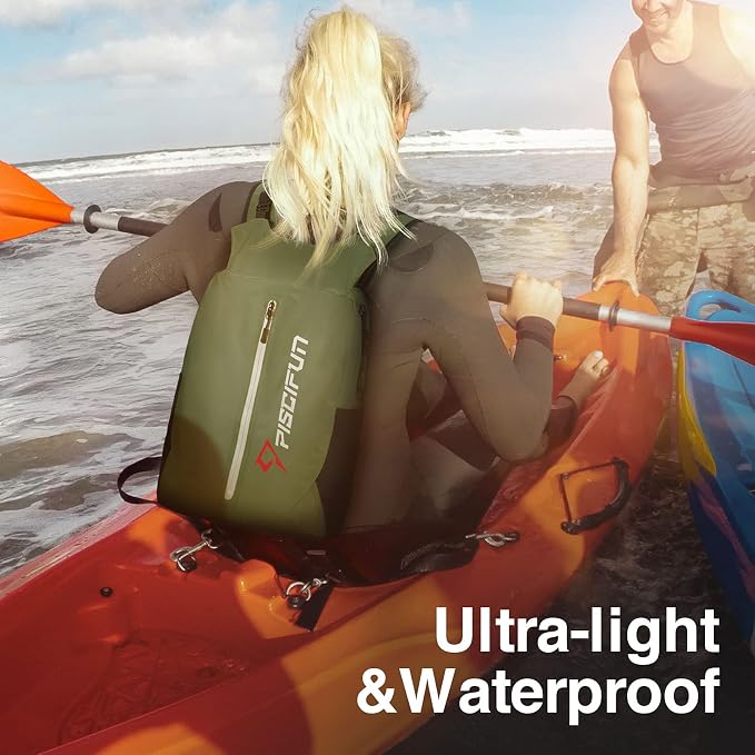 Piscifun Dry Bag Waterproof, Lightweight Dry Backpack Roll-Top Sealed with Waist Pouch and Phone Case Keeps Gear Dry Inside for Kayaking, Boating - Image 6