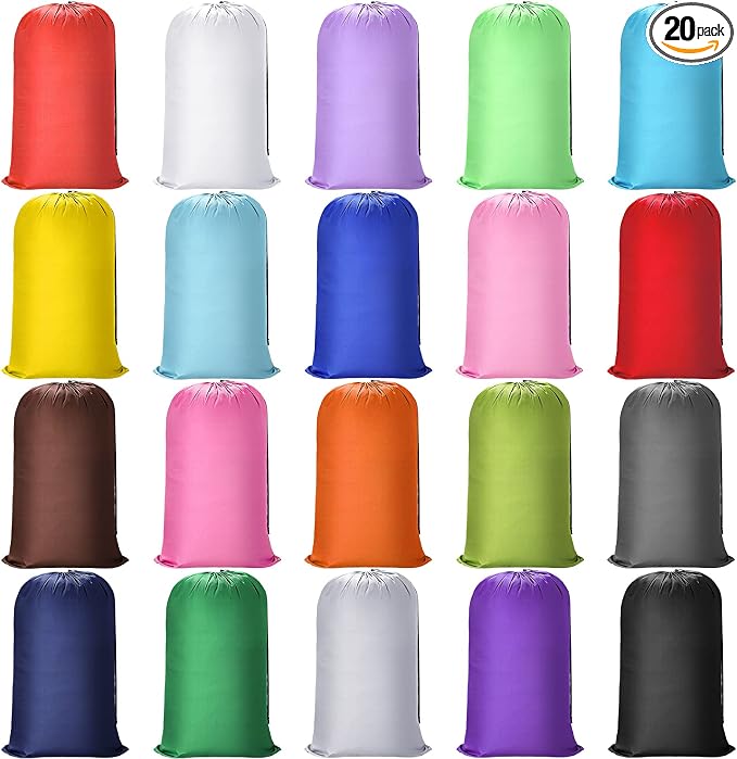 Nuogo 20 Pcs Laundry Bag Washable Travel Laundry Bags with Drawstring Lock Closure Large Heavy Duty for Camping Tent Blankets Dirty Clothes Yarn Fabric Storage, 38 x 24 Inches by Nuogo