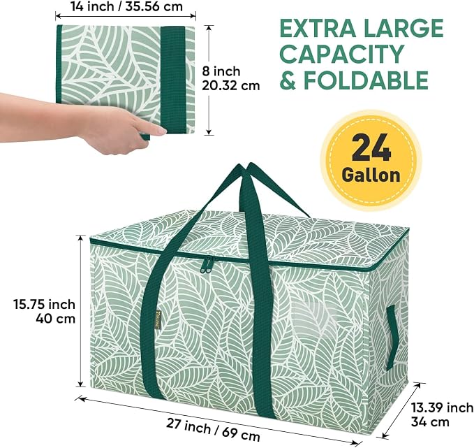 BALEINE 8-Pack Oversized Moving Bags with Reinforced Handles, Heavy-Duty Storage Tote for Clothes, Moving Supplies (Antique Folidage, 8-Pack) - Image 2