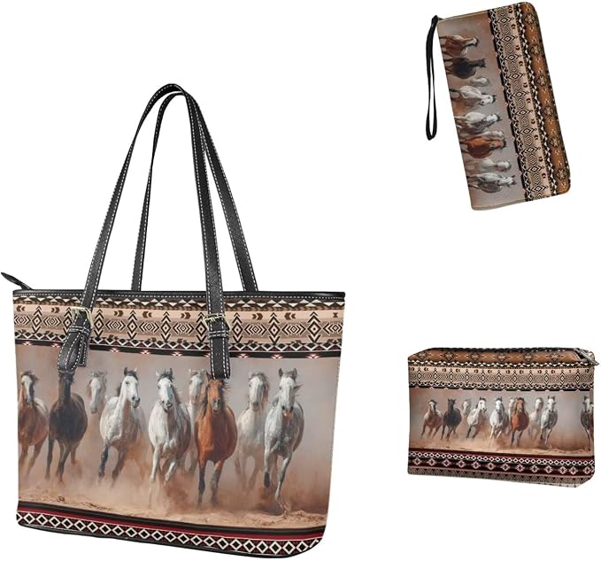 Women Purse Handbags Wallet Sets Leather Shoulder Tote Bag for Women,Top Handle Purse with Wrist Wallet Bag - Image 3
