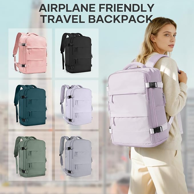coowoz Large Travel Backpack For Women Men,Carry On Backpack,Hiking Backpack Waterproof Outdoor Sports Rucksack Casual Daypack Travel Essentials(Purple) - Image 8