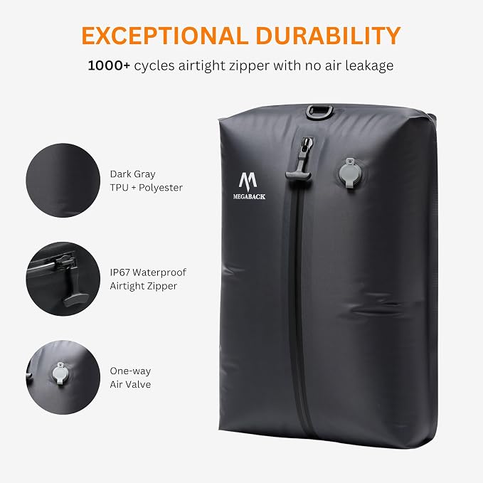 Vacuum Bags for Travel, IP67 Reusable Vacuum Seal Bags for Clothing with Electric Pump, Vacuum Seal Packing cube for Suitcases, Backpack & Travel (1PC+Pump) - Image 3