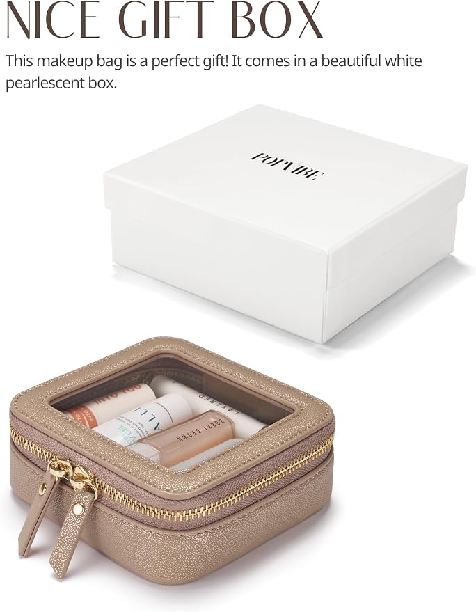 Popvibe Small Makeup Pouch Clear Makeup Bag for Purse Travel Mini Bag for Women for Essentials Cute Cosmetic Case Traveling Small Toiletry Bag Portable Mini Pouch for Car Organizer Bag Gold - Image 6
