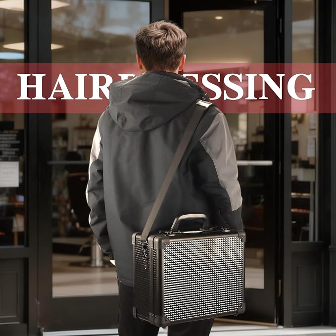 Large Barber Carrying Case, Hairdresser Tool Box Organizer Traveling Case, Portable Travel Barber Suitcase for Hair Stylist Pet Groomer Beauty Salon Makeup Artist - Image 5