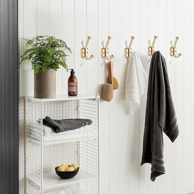khtumeware 3 Pack 4.7 inch Champagne Bronze Coat Hooks Wall-Mounted Hooks | Applicable to hanging,Towel,robe,bathroom,bag,clothes,entryway Zinc Alloy bathroom hooks - Image 4