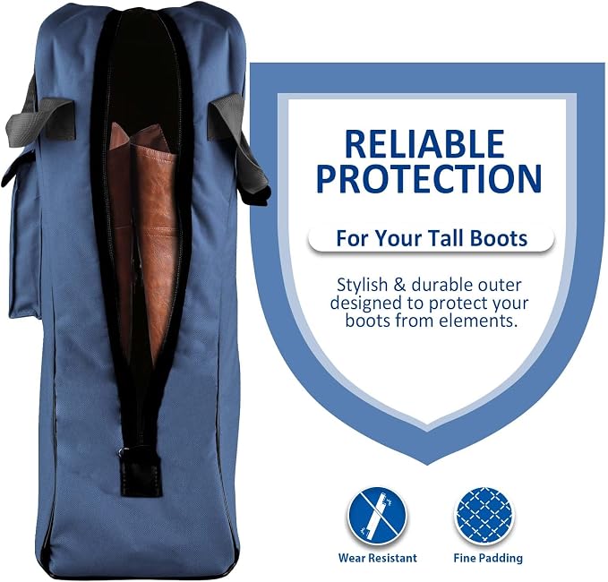 Harrison Howard Tall Boot Carry Bag Protect Rider Boots for Shows Competition Travel Long-lasting Boot Bag Navy - Image 2