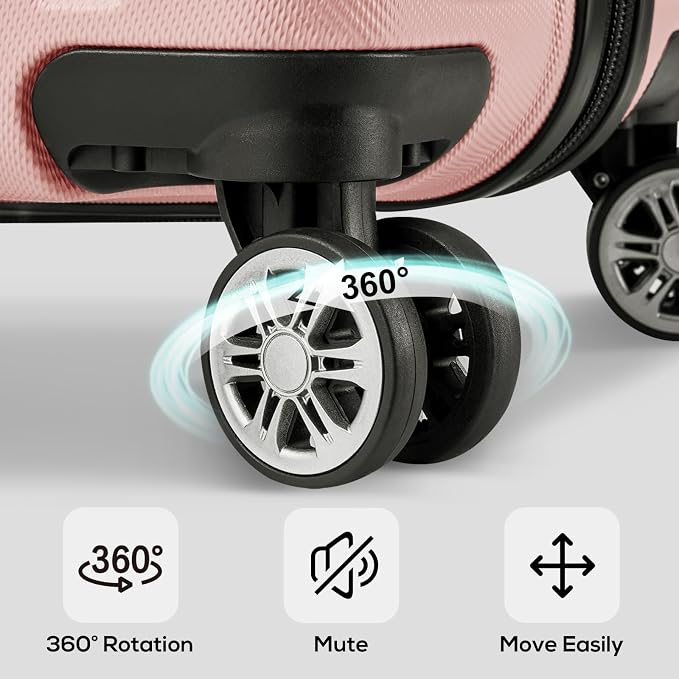 Melalenia Luggage 10 Piece Sets Clearance,Large Suitcase Set Spinner Wheels with TSA Locks,Hard Shell Pink Luggage Sets for Women Travel Suitcase (10Pcs Pink) - Image 3