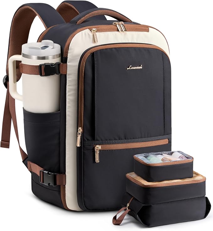 LOVEVOOK Travel Backpack for Women & Men, 50L Large Carry On Backpack Airline Approved, TSA Personal Item Weekender Bag, Water Resistant Laptop Backpacks with 3 Packing Cubes for Travel Essentials by LOVEVOOK