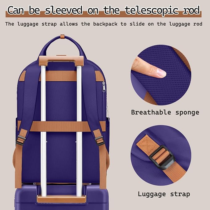 Melalenia Suitcase Sets 6 Piece Hard Shell Carry on Luggage with Spinner Wheels and TSA Lock, Lightweight Travel Backpack for Women, Men, Navy Brown - Image 3