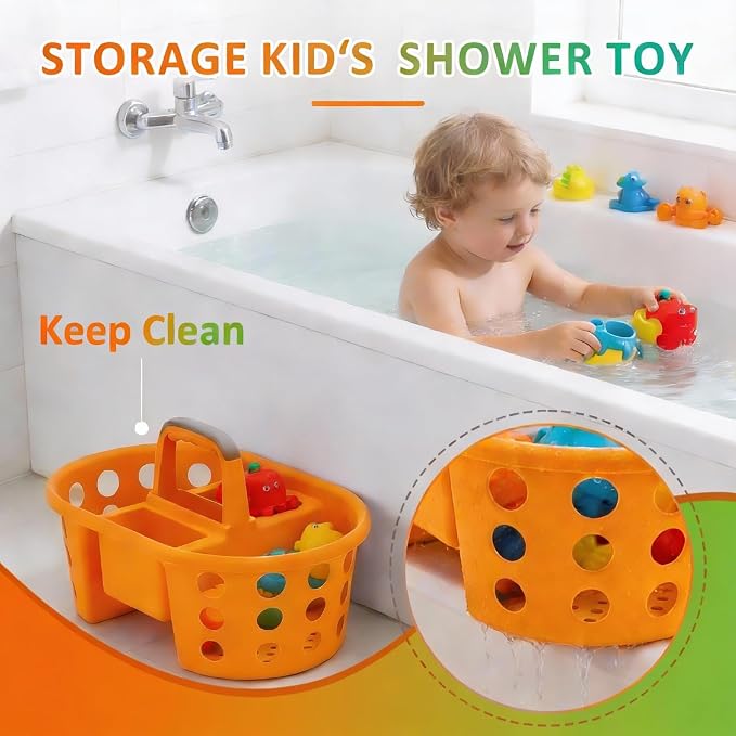 SIMPLYKLEEN Large Shower Caddy Portable 2PC - Made in USA Plastic Jumbo Size Dorm Storage Candy Tote with Handle Shower Organizer for Bathroom, Pantry, Kitchen, College Dorm, Green/Orange - Image 11