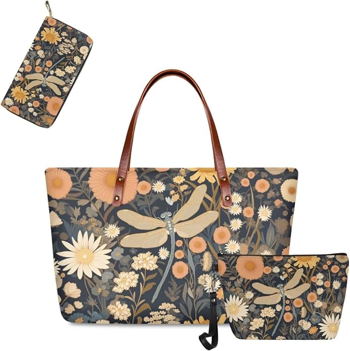 GIFTPUZZ Women Tote Bag Women Wallet Portable Cosmetic Bag for Women Bag Set 3 Pack PU Leather Bags with Zipper - Image 4