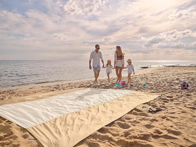 WEKAPO Beach Blanket Sandproof Waterproof, Extra Large Beach Mat, Oversized & Compact Sand Free, Quick Drying Beach Essentials for Vacation, Cruise, Picnic & Camping with Stakes - Image 8