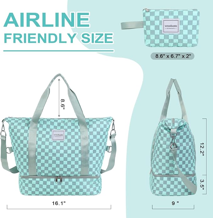 WOOMADA Weekender Bag for Women, Travel Duffel Bags with Shoe Compartment & Wet Pocket, Personal Item Bag for Airlines - Image 2