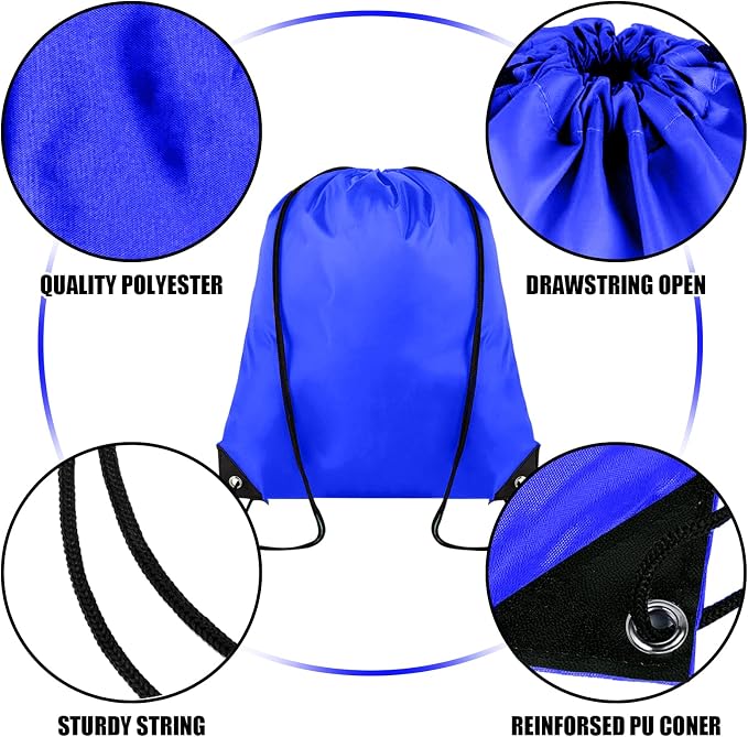 Grneric 40 Pieces Drawstring Backpack Bulk Cinch Sackpack Ployster Drawstring Bags for Gym Party Trip(Navy Blue) - Image 2