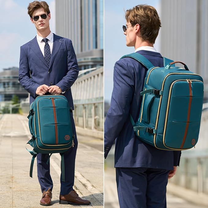 40L Travel Laptop Backpack for Women & Men, Airline Approved Carry On Luggage Overnight Bags, Waterproof Personal Item Bag, Weekender Essentials Backpacks Vacuum Backpack Dark Green - Image 2