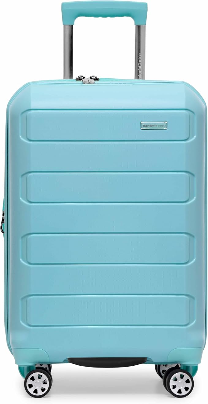 Traveler's Choice Pagosa Hardshell Expandable Luggage with Spinner Wheels, Baby Blue, 2-Piece Set (22/27) - Image 2
