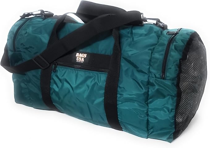 Duffle Bag Wet and Dry with 1 End Compartment Mesh,Front Pocket, Made In USA (Forest Green) by BAGS+USA