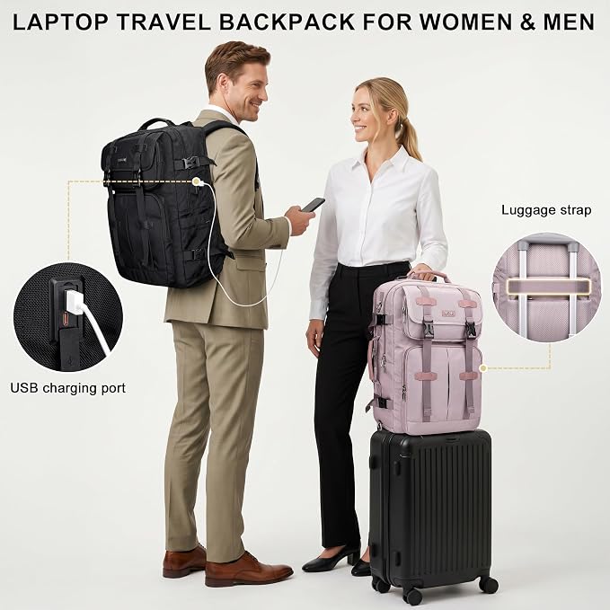 PIJUSHI Travel Backpack for Women, 3-In-1 Convertible Bag with Multi-Pocket | Carry On Luggage Duffle with 16" Laptop Compartment, Anti-Theft Back Pocket, USB Port for Daily, Airport - Image 6