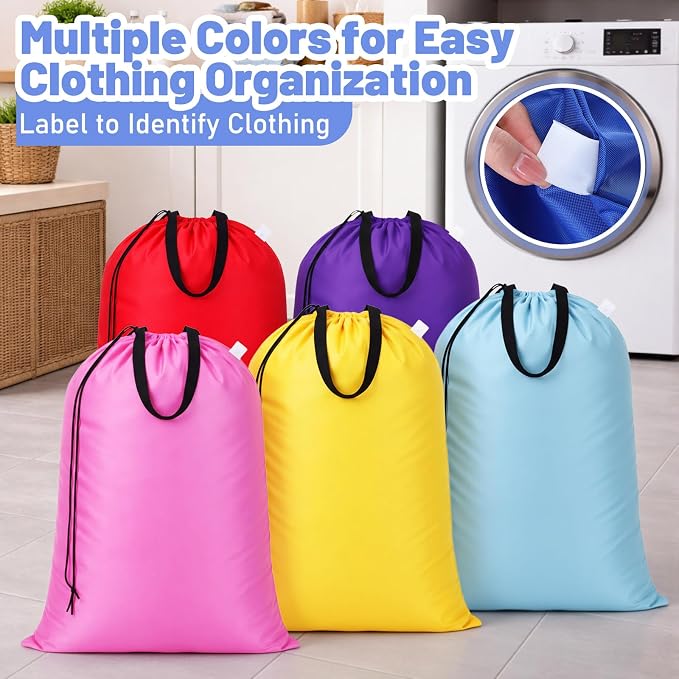 Zhehao 10 Pack Extra Large Laundry Bags 10 Varied Colors Heavy Duty Bags 27" x 40" Travel Laundry Bag with Handles and Drawstring for Dirty Clothes College Dorm Apartment Dwellers Travel - Image 4