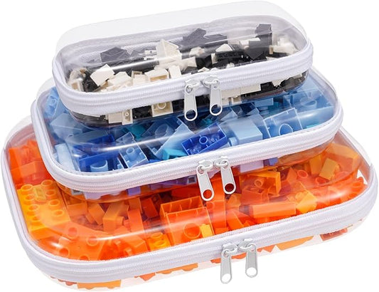Clear Hard Shell Zipper Case,3PCS Transparent Clear Zipper Pouches,Hard Side Plastic Case Set,Portable Travel Storage Organizer Bins by honitty
