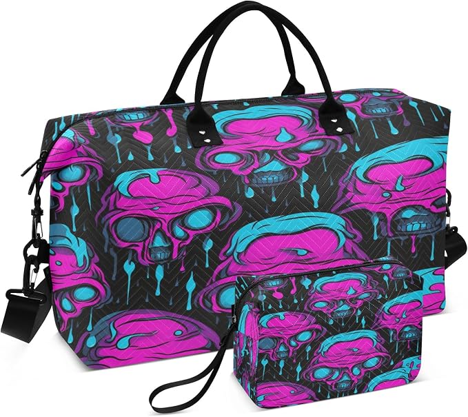 Scary Skull Travel Duffle Bag Gym Yoga Carry on Bags for Men Women Weekender Bag by Unknown