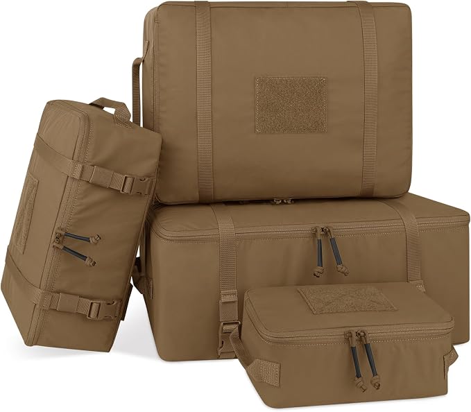 PETAC GEAR 4 PCS Tactical Modular Packing Cubes with Waterproof Material, Large Capacity Storage Bag, Easy Clean Outdoor Travel Organize Storage Pouches Bags (CB) by PetacGear