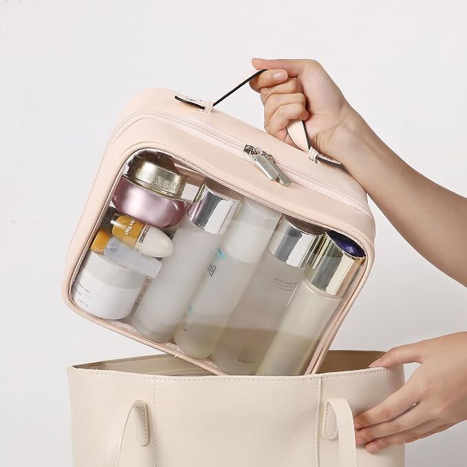 Veki Transparent Makeup Bag Travel Cosmetic Bags Case Waterproof Toiletries Bag Large Capacity Open Storage Bags Organizer With Zipper, Portable Make Up Organizer for Women and Girls - Image 5