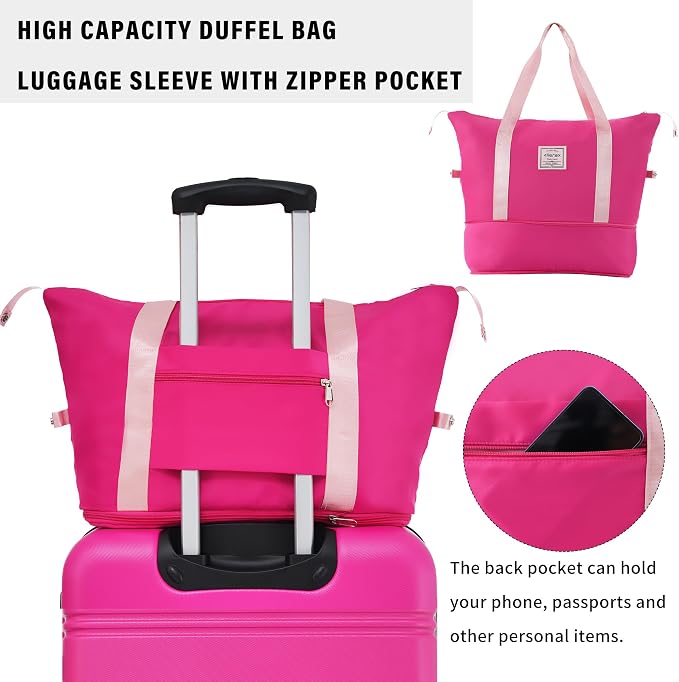 Merax Luggage Sets 2 Piece Suitcase Set 20/24 IN,Carry on Luggage and Travel Bag TSA Lock Expandable,Hard Case Luggage with Spinner Wheels,Pink - Image 3