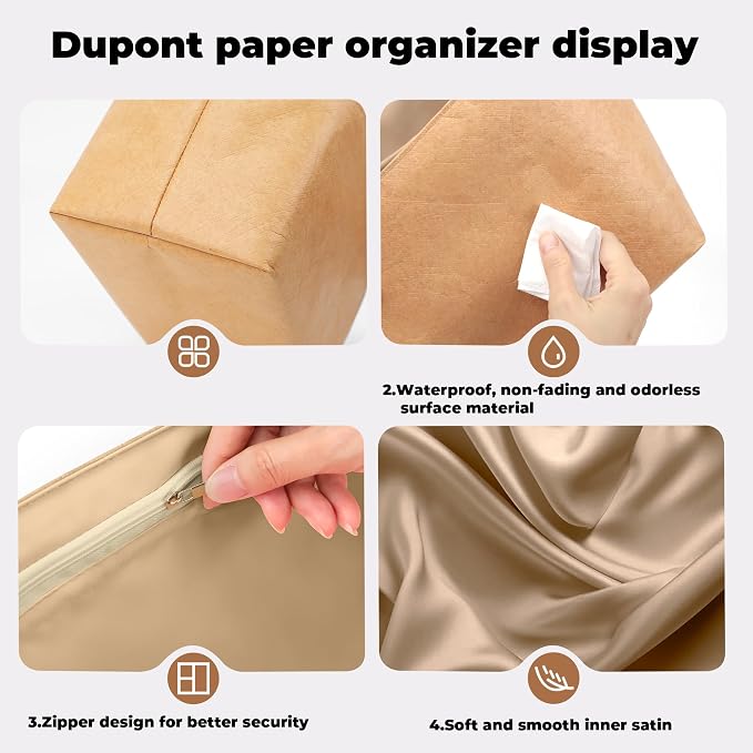 DGAZ Lightweight Purse Organizer Insert for GYARD-Anjou/Artois/SaintLouis Bags,silk and DupontPaper handbag inner for Luxury Bag(Chai,AnjouMini) - Image 8