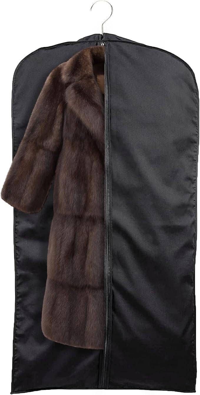60" Luxury Fur Coat Cotton Garment Bags for Travel & Hanging Clothes (Black) - Suit Covers Garment Bag for Men & Women Dress Bag - Closet Storage Suit Bag, Dress Bags, Coat Storage by TUVAINC