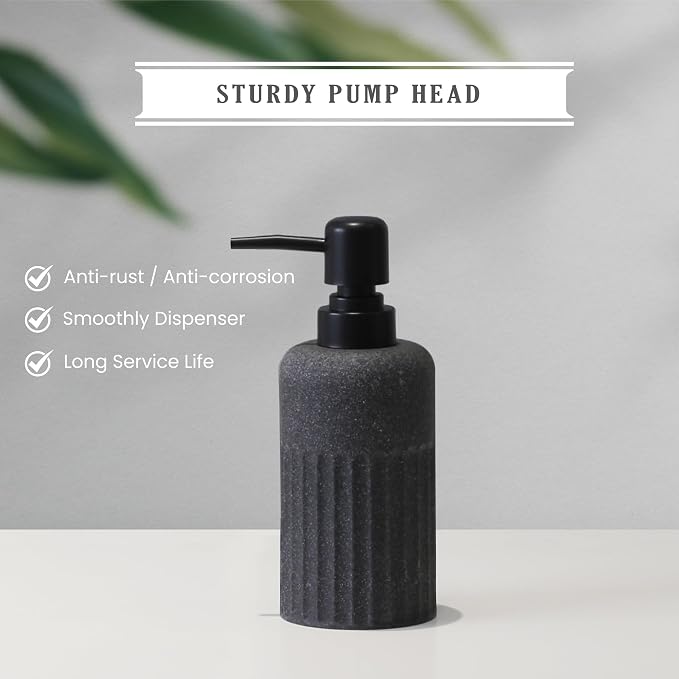INIUNIK Bathroom Accessory Set - 6 Pieces Bathroom Accessories Set Complete with Soap Dispenser, Toothbrush Holders, Tumbler, Vanity Tray and 2 Qtip Holder for Home Organizer and Decor, Dark Grey - Image 7