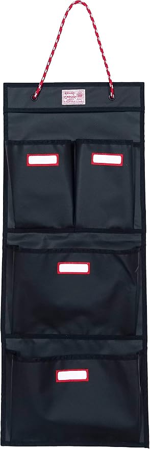 Rough Enough Locker Organizer Hanging Accessories Storage Organization with 4 Pockets for Work Door Gym Wall Black Tarpaulin by REROUGHENOUGH