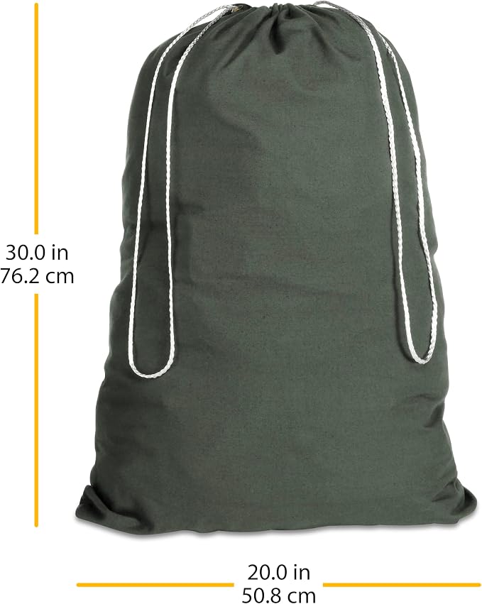 Whitmor 6353-1191-GRN Cotton Laundry Bag-Duffel Green - Image 3