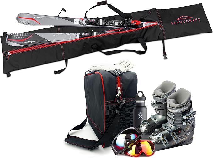 Savvycraft Padded Ski bag and Boot Bag Combo, Thick Padded Ski and Boot Bag 2-Piece Set for Protection and Easy Travel - Image 6