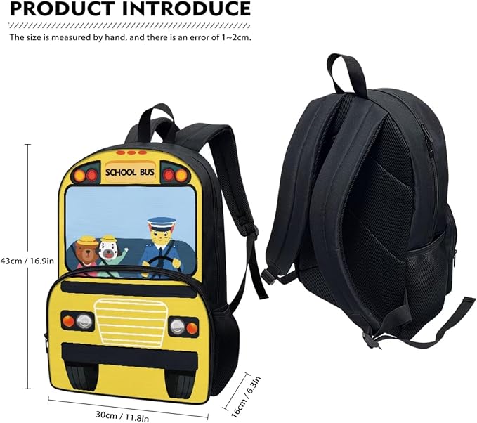 Cartoon School Bus Backpack for Girls Boys School Bookbags with Lunch Tote Bag Insulated Lunchbox Pencil Case Lightweight Elementary Primary Schoolbag Casual Rucksack 3 In 1 Set - Image 5