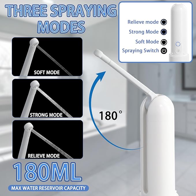 Rechargeable Electric Handheld Portable Bidet for Travel,Personal Hygiene Sprayer Bottle Buddy for Women & Men,Mobile Bidets Portatil for Toilet,High Pressure Foldable Compact USB-C Battery Powered