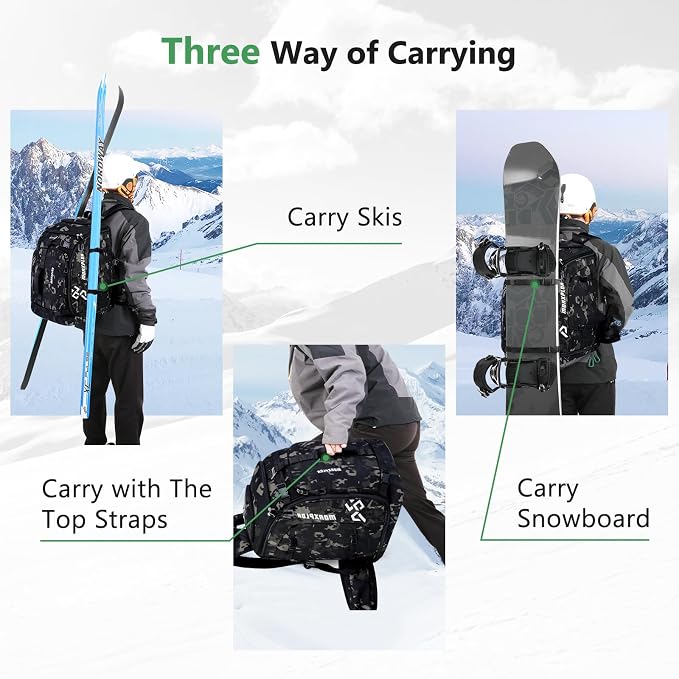 MORXPLOR Ski Boot Bag - 65L Padded, Waterproof Ski Travel Backpack for Gear & Accessories - Image 6