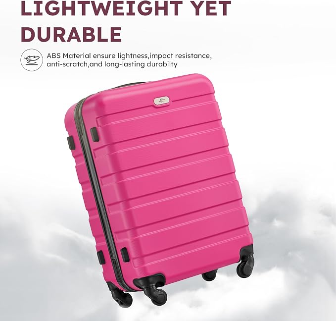 Suitour 4 Piece Luggage Sets, Hard Shell Suitcase Set with Spinner Wheels 16 20 24 28inch Travel Sets(Rose Red) - Image 2