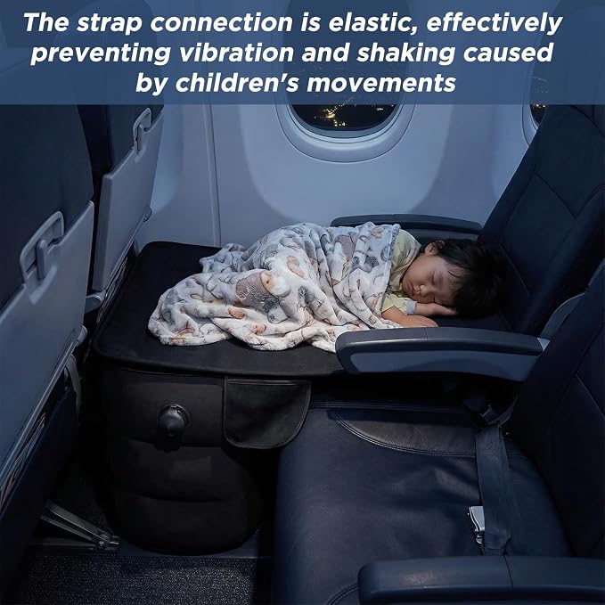 Toddler Airplane Bed | Kids Airplane seat Extender | Easy to Install for ariplane, Train, Cars | Kids Airplane Travel Essentials | Foot Rest Cushion (with Foot Pads) - Image 6